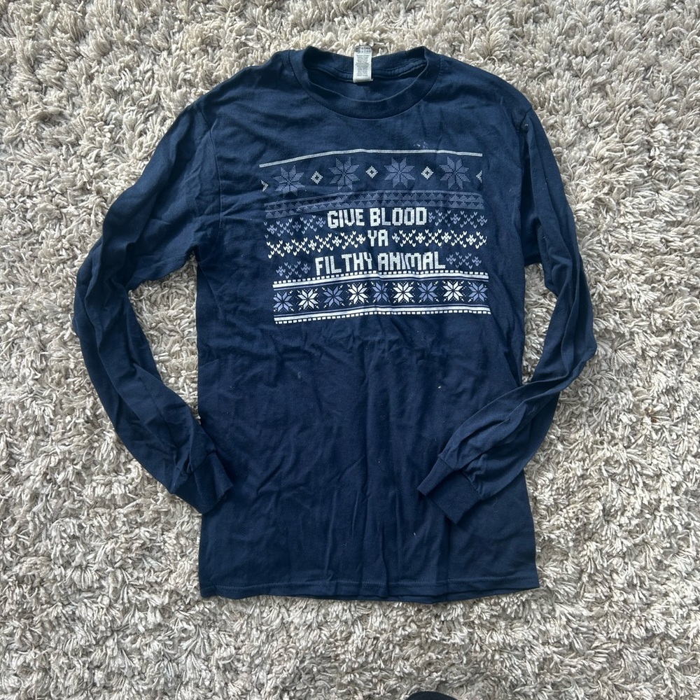 Navy Blue Long Sleeve Graphic Tee
